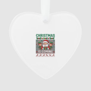 Ornamento O Natal Está Chegando Papai Noel Elfos Rena
