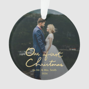 Ornamento O nosso primeiro Natal, Natal, Natal com Letra Chi