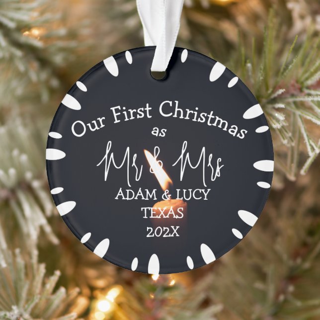 Ornamento O nosso primeiro Natal, Sr. e Sra. Nova Vela. (Árvore)