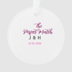 Ornamento O par perfeito rosa preto nome data casamento casa