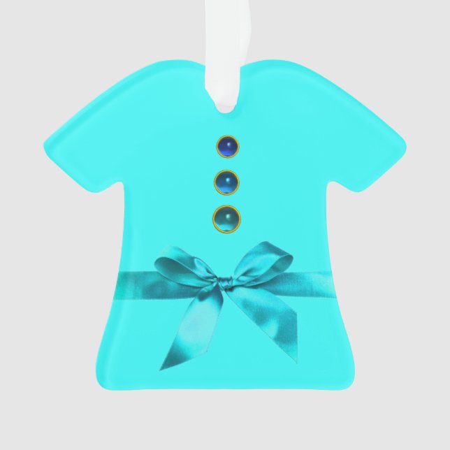 Ornamento O PRIMEIRO NATAL DO BEBÊ, O FILHO Azul (Frente)