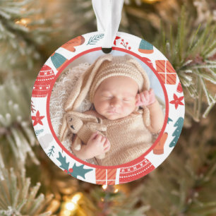 Ornamento O Primeiro Natal Dourado Elegante Moderno