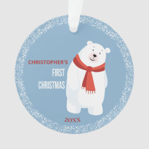 Ornamento O Primeiro Urso Polar Azul de Natal