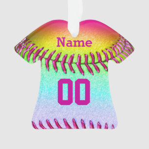 Ornamento O softball personalizado Ornaments SEUS NÚMERO &