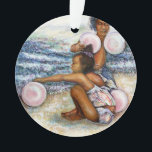 Ornamento Obcecado com Conquistar o Impossível<br><div class="desc">Pintura Original de duas garotas brincando com balões cor-de-rosa na praia Coney Island por Nova Iorque,  Artista de Belas Artes,  Gaye Elise Beda Ver gayeelisebeda.store https://www.redbubble.com/shop/?query=gaye elise&ref=search_box https://gayeelise-beda.pixels.com http://www.zazzle.com/gaye elise beda gifts https://fineartamerica.com/profiles/gayeelise-beda q=gaye elise beda&x=-749&y=-111 www.synchronopedia.com/wwsah_candidate_list.htm</div>