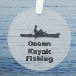 Ornamento Ocean Kayak Fishing Black Silhouette Kayaking Blue