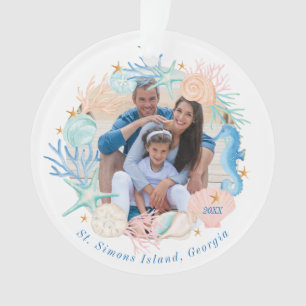 Ornamento Oceano Costeiro: Watercolor Seashell Wreath Photo