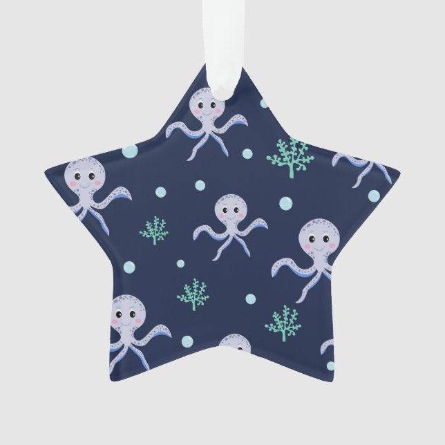 Ornamento Octopus sob o padrão das crianças do mar (Frente)