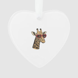 Ornamento Óculos de Sol com Coração de Girafa Gravado Vintag