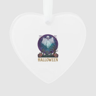 Ornamento Óculos de sol de fantasma de Halloween Lua Roxa Ce