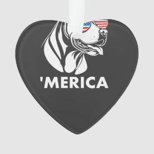 Ornamento Óculos de Sol Pitbull Sorridente 4 de Julho Merica