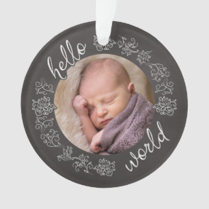 Ornamento Olá, Chalkboard Baby, primeira personalizada
