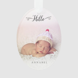 Ornamento Olá, New Baby Girl Boy Personalizado Foto