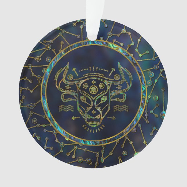 Ornamento Olmo Dourado do zodíaco do Taurus na constelação (Frente)
