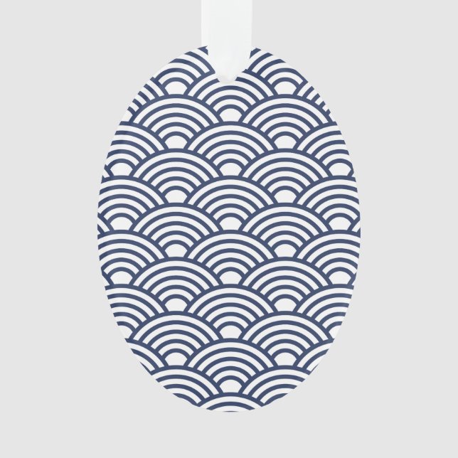 Ornamento Ondas Antigas de Seigaiha Japonês (Frente)