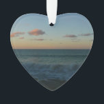 Ornamento Ondas caindo na paisagem de Sunset Beach<br><div class="desc">Encontrei esta bonito fotografia da nossa viagem de aniversário ao Santo Lúcia quando olhava através da nossa pasta de fotografias. Esta foto mostra ondas caindo na praia no pôr do sol. Procure mais Santos de Lucia pôr do sol em nossa loja. Esta imagem também é apresentada como o papel de...</div>