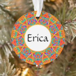 Ornamento Orange Mandala Personalizável Boho Christmas