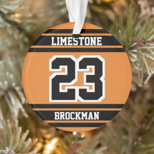 Ornamento Orange, White e Black Jersey Sport Number