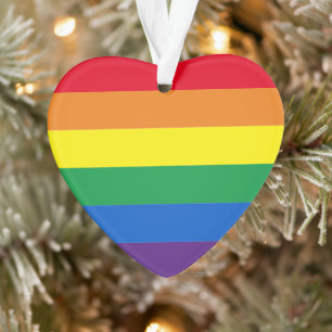 Ornamento Orgulho do arco-íris Lgbt gay coração de Natal