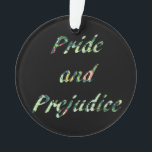 Ornamento Orgulho e preconceito e persuasão frente e verso<br><div class="desc">Orgulho das novelas de Jane Austen e preconceito (parte dianteira) e persuasão românticos (traseira),  grupo em um design do século XIX por William Morris.</div>