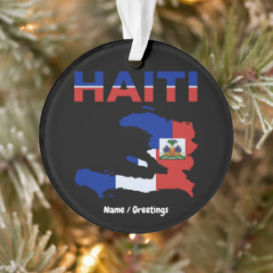 Ornamento Orgulho Haitiano Bandeira Haiti Mapa Desenho de Pa