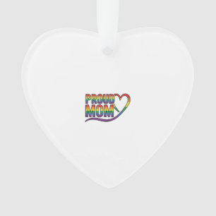 Ornamento Orgulhosa Mãe Coração Arco-Íris Design de Gravação