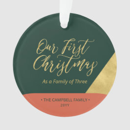 Ornamento Orn de Fotografias de Primeiro Natal Verde, Vermel