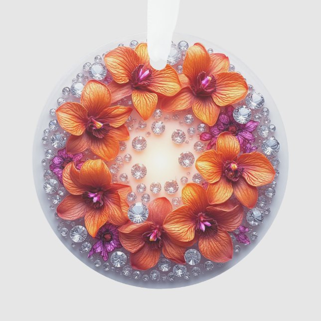Ornamento Orquídeas Incorporadas em Cristais (Frente)