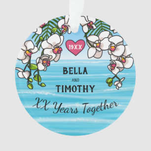 Ornamento Orquídeas Tropicais de Praia do Aniversário Person