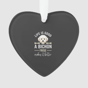 Ornamento Ossos de Cão Bichon Frise com Pelo Branco Life Is