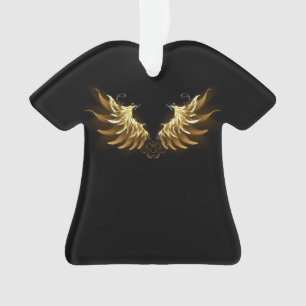 Ornamento Ouro Angel Wings sobre fundo preto