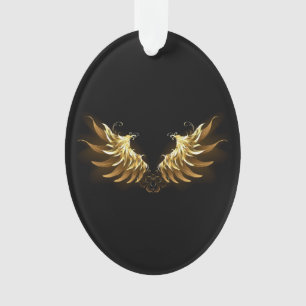 Ornamento Ouro Angel Wings sobre fundo preto