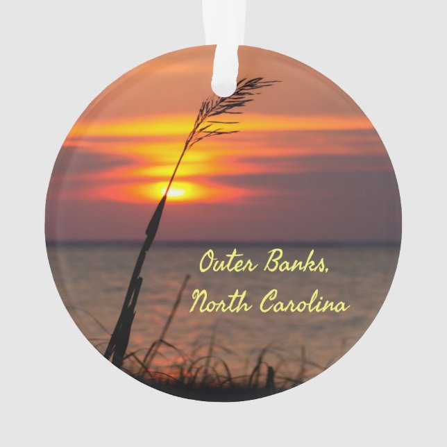 Ornamento Outer Banks North Carolina Beach Sunset Orange Sky (Verso)
