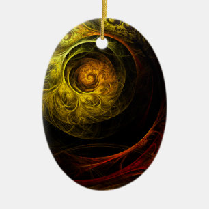 Ornamento Oval de Abstrato de Arte Floral Sunrise