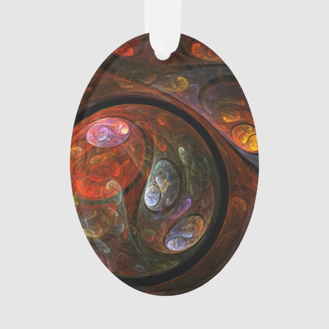 Ornamento Oval de acrílicos de Abstrato de Conexão Fluida (Frente)