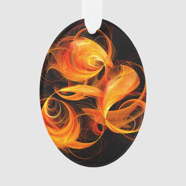 Ornamento Oval de Arte de Abstrato de Fireball (Frente)