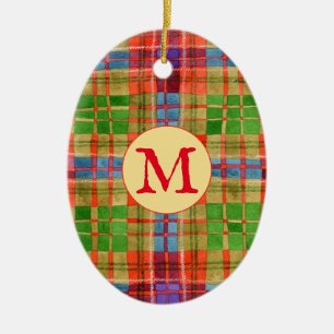 Ornamento Oval de Cerâmica MAC RAE TARTAN + Inicia