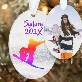 Ornamento Oval do Modelo de Foto de Snowboard Female