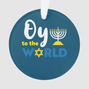 Ornamento Oy To The World, Feliz Hanukkah Engraçado