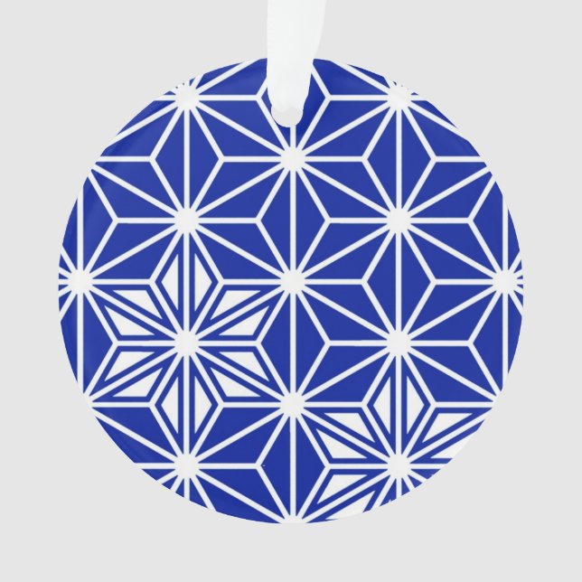 Ornamento Padrão Asanoha japonês - azul de cobalto (Frente)