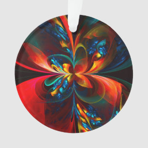 Ornamento Padrão Azul Laranja-Abstrato Floral Moderno #14