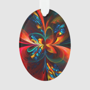 Ornamento Padrão Azul Laranja-Abstrato Floral Moderno #14