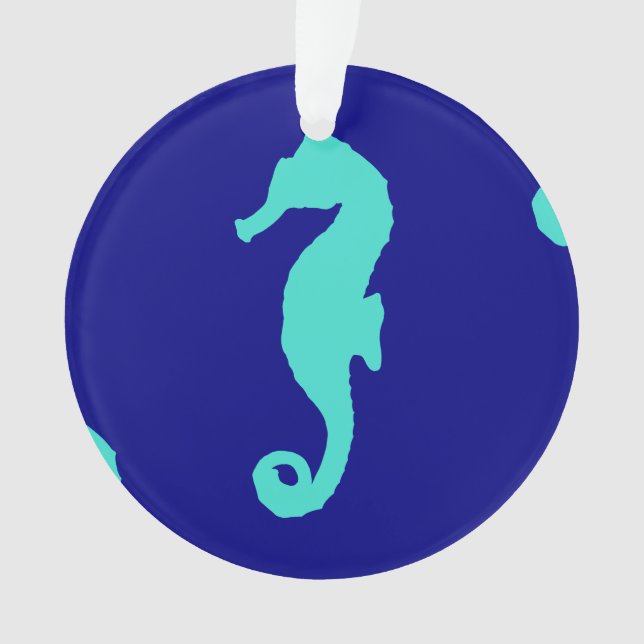 Ornamento Padrão Costeiro de Cavalo Turquesa Azul (Frente)