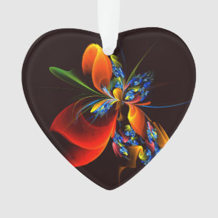 Ornamento Padrão de Abstrato de Arte Floral Azul Laranja Mod