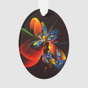 Ornamento Padrão de Abstrato de Arte Floral Azul Laranja Mod