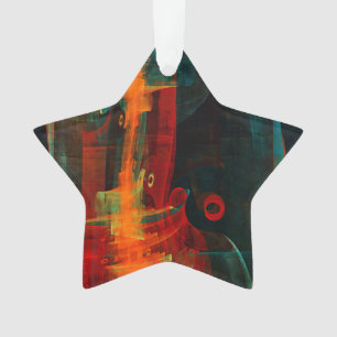 Ornamento Padrão de Abstrato de Arte Moderno Vermelho Azul-L