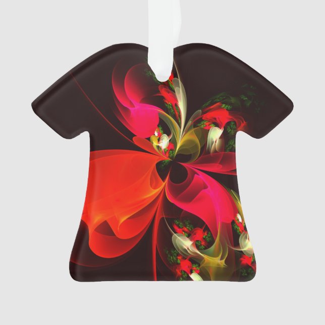 Ornamento Padrão de Abstrato de Arte Vermelha Verde Floral M (Frente)