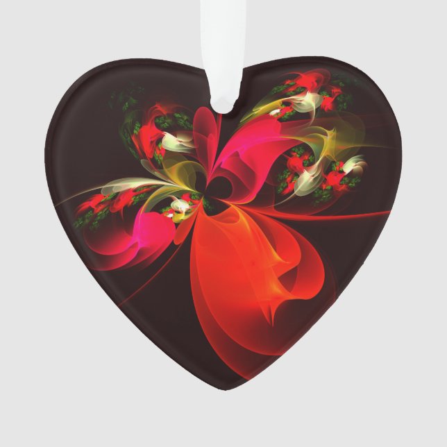 Ornamento Padrão de Abstrato de Arte Vermelha Verde Floral M (Frente)