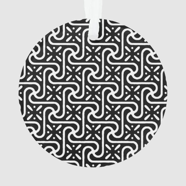 Ornamento padrão de azulejo egípcio, preto e branco (Verso)