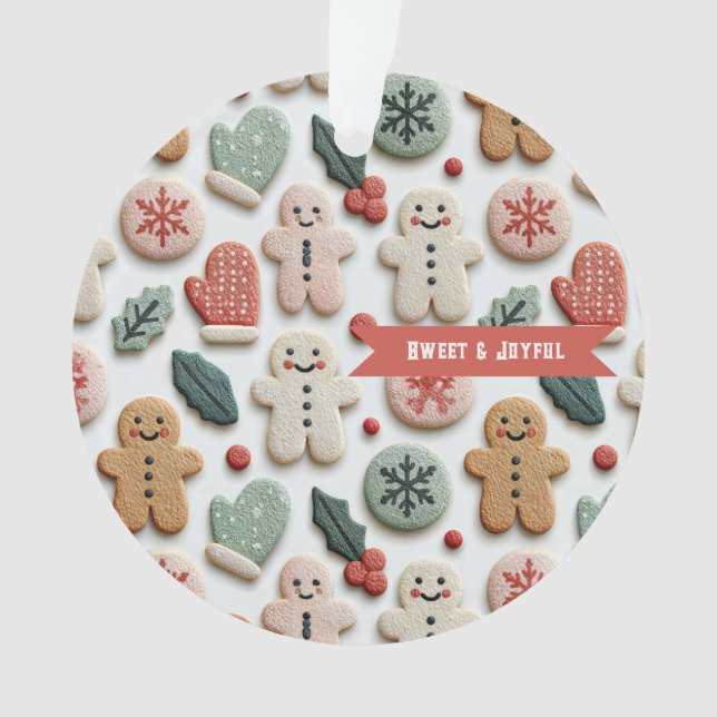 Ornamento Padrão de Biscoito de Natal Fofo (Frente)